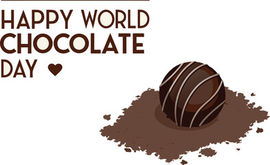 Happy world chocolate day celebration with a delicious dark chocolate truffle