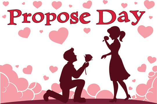 A heartfelt propose day celebration with a man kneeling to offer a rose to his beloved