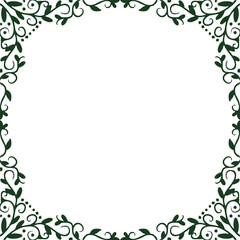 White center frame surrounded by a leafy green decorative border. Theme Calm, nature, refreshing.for Herbal product labels, greeting cards, wedding stationery.