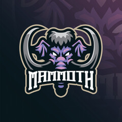 Mammoth mascot logo design vector. Mammoth head illustration.