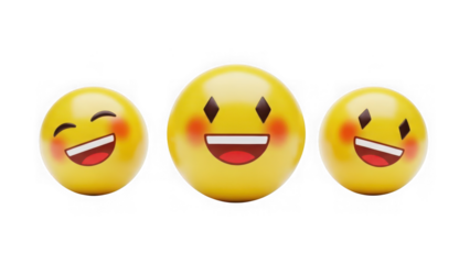 Three smiling emoji faces