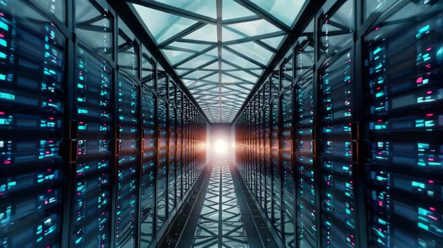 Modern server room interior scene