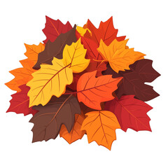 Obraz premium Pile Of Autumn Leaves In Vibrant Red Orange Yellow And Brown Colors With Detailed Veins And Serrated Edges On White Background