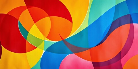 Obraz premium Intertwined geometric shapes in vibrant hues on textured canvas, visual, modern art