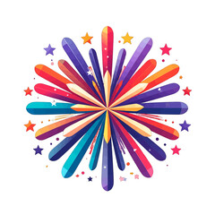 Colorful Firework Burst With Stars Explosion Celebration Event And Festive Bright Abstract Background