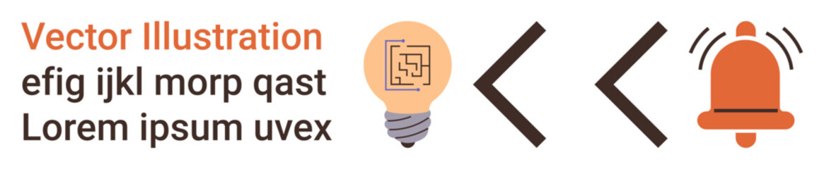 Innovation, creativity, alertness, communication, digital content, vector graphics. Light bulb with circuit and bell icons with text elements. Innovation and creativity concept © robu_s