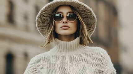 Trendy fashion showcase small town street photography urban setting close-up casual chic style