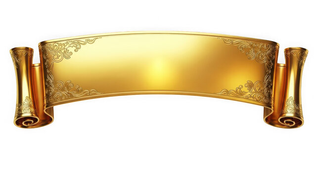 Golden scroll banner with ornate design