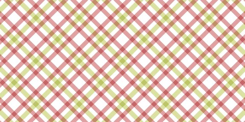 Seamless diagonal plaid pattern with soft pastel red, green, and white lines. Clean geometric background ideal for fabric, wallpaper, wrapping paper, textile prints, and surface design.
