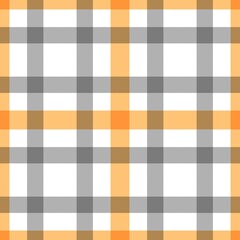 A seamless, autumnal plaid pattern featuring clean lines in shades of vibrant orange, light gray, and white. Perfect for Halloween, Thanksgiving, or fall harvest backgrounds.