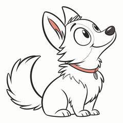 Cartoon dog sitting and looking up