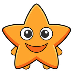 Happy cartoon star character with smiling face