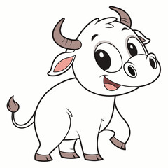 Happy cartoon cow with big eyes and smiling face