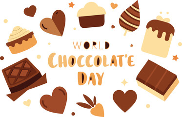 A flat style vector illustration celebrating world chocolate day
