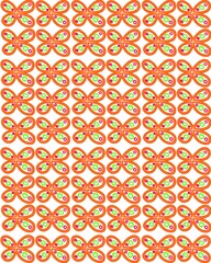 Stylized butterfly-inspired pattern with an orange core and colorful interior shapes. Ideal for creative artwork, digital backgrounds, and expressive decorative themes
