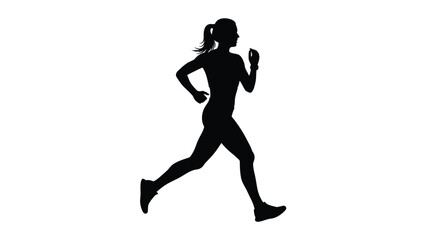 Silhouette of a woman running depicted in a dynamic and athletic pose