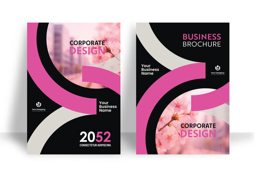 Business Report Cover Template &ndash; Pink and Black 
 Geometric Layout (A4)	
