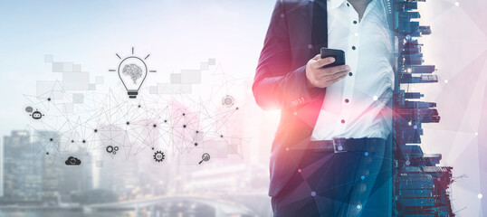 AI innovation with neural network and digital transformation. AI innovation drives automation, powers ideas, AI innovation enhances SEO, and AI innovation enables global connection. Vouch
