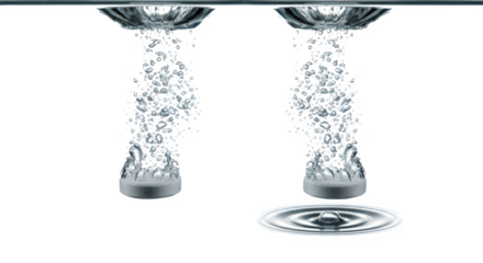 Effervescent tablets dissolving in water with bubbles isolated PNG with Transparent Background
