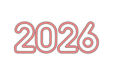 Red outline of the number 2026 on black background year text