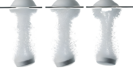 Effervescent tablets dissolving in water with bubbles isolated PNG with Transparent Background