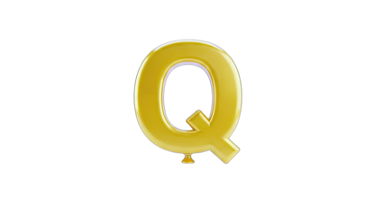 Golden Balloon Letter Q Isolated on White Background