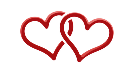 A clean vector icon of two interlocking hearts, isolated on a Transparent background