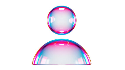 Iridescent bubble user profile icon in vibrant colors against a black background