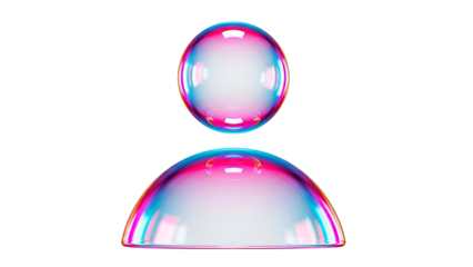 Iridescent bubble user profile icon in vibrant colors against a black background