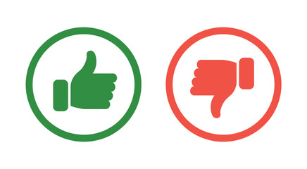 Thumb up and thumb down vector icon collection, showing positive and negative hand gestures, approval and disapproval symbols, feedback indicators, suitable for modern interface design, infographics