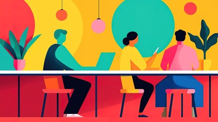 Collaborative workspace revolution modern office digital art vibrant environment creative perspective inclusive culture