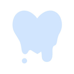 ドロドロに溶けているシンプルなハートの手描きイラストアイコン 水色