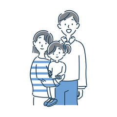 笑顔でいる家族のシンプルな上半身のイラスト素材