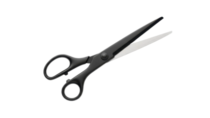 Black scissors open on a transparent background PNG image PNG file