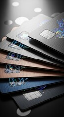 Futuristic credit cards with digital circuit chip technology