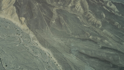 The unique mysterious Nazca lines. Straight parallel and intersecting lines, trapezoids are drawn...