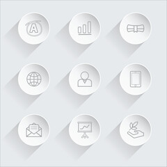 Isolated a kinds of Education and Business Analytics Neumorphic Icon Set Vector