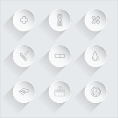 Isolated a kinds of Medical Science and Hospital Neumorphic Line Art Icons Vector