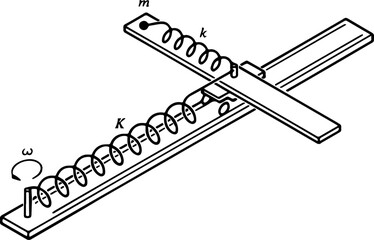Physics Sketch Showing Classical Mechanics Figures and Fundamental Equations