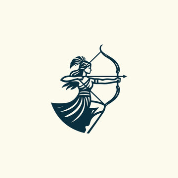 Artemis Archer Olympian Goddess Logo