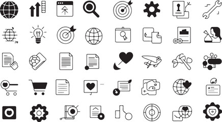 Fototapeta premium Comprehensive Collection of Business and Marketing Strategy Icons for Digital Growth