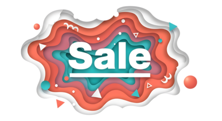 Vibrant sale sign with abstract design elements