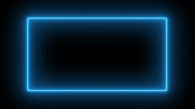 Minimalist neon blue frame illuminating a dark empty space, perfect for overlaying text, images, or creating a high-tech video border.