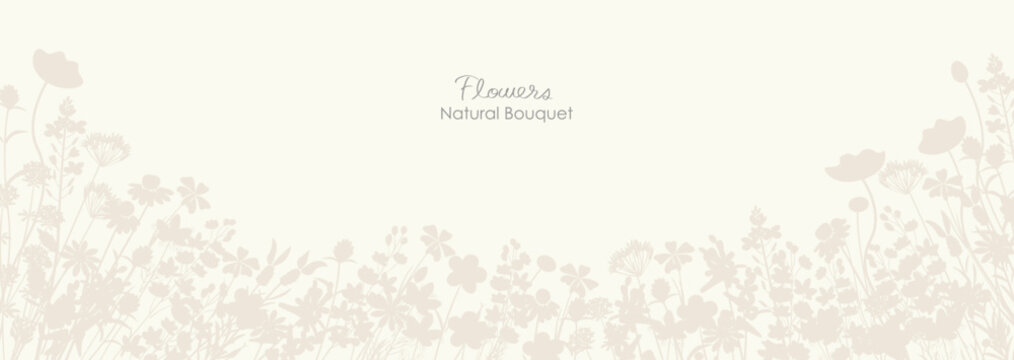 ナチュラルでシックな草花シルエットの背景イラスト