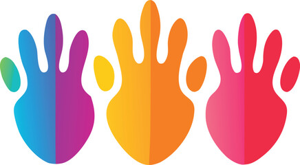 Obraz premium Colorful overlapping watercolor handprint vector illustration scalable eps graphic