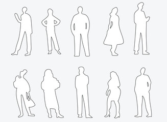 Sketch people illustrations, Hand drawn, set elements for architecture and landscape design. Floor Plans, Sections, Elevations. people vector illustration.