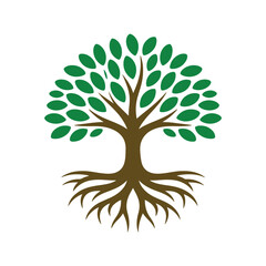 Minimal tree silhouette clean vector logo