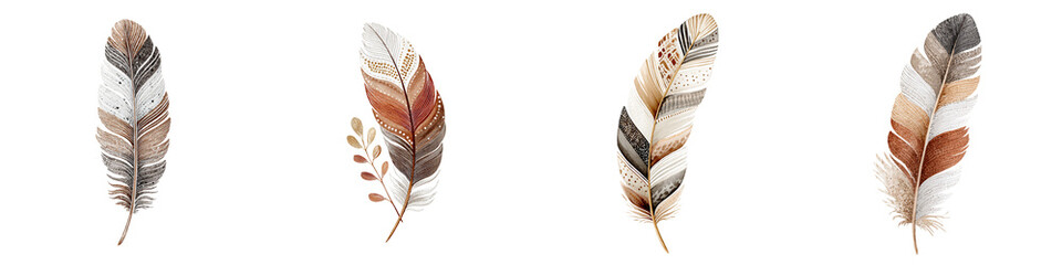 Watercolor Feather Collection: Boho Chic Design Elements for Crafts