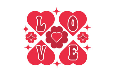 LOVE Heart Typography Design, Cute Valentine Graphic Art T-shirt Design