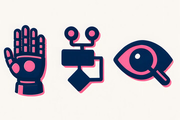 Design Elements: The three elements embody the essence of technology with their sharp, stylized appearance. They're like modern icons, ready to represent something bigger.